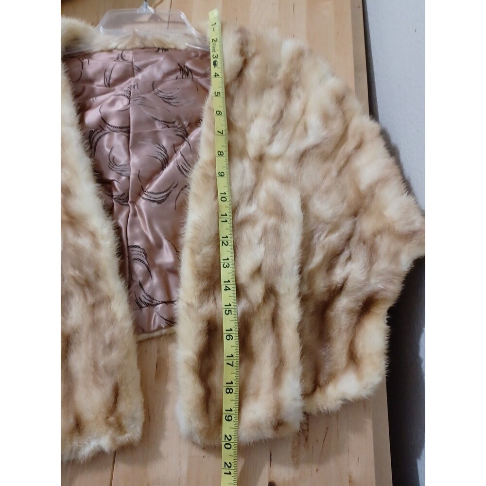 VINTAGE Blonde Mink Stole Scarf Fur Cape Shawl Fur 40's 50's Read ! - Picture 12 of 12